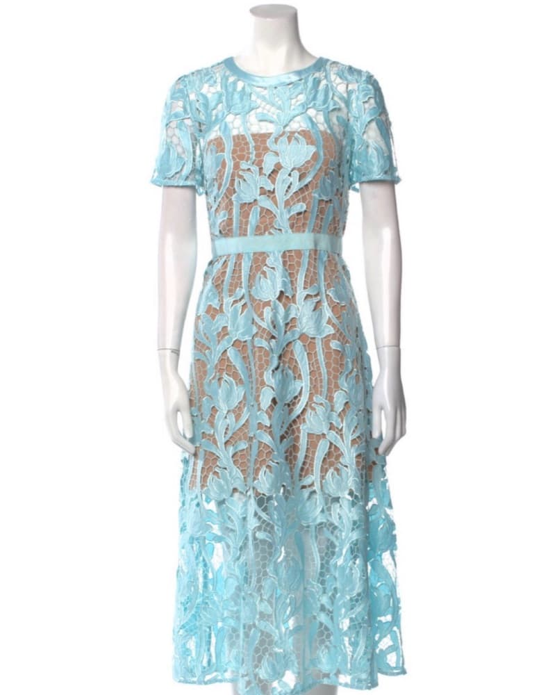 Sky Blue Lace Midi Dress - Image 1