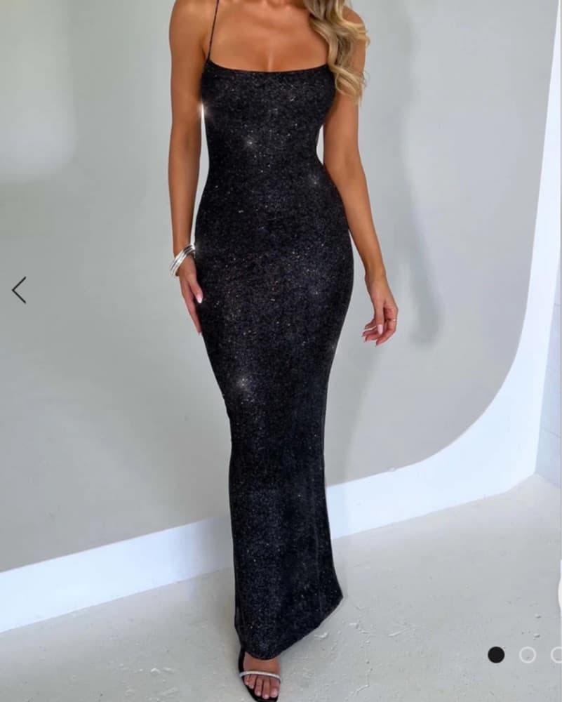 Babyboo Black Sequin Maxi Dress - Image 1