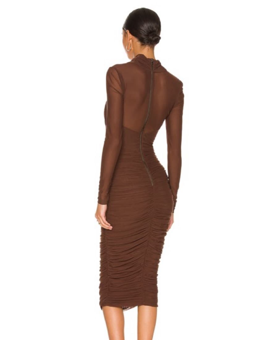 Bardot Ruched Midi Dress - Image 3