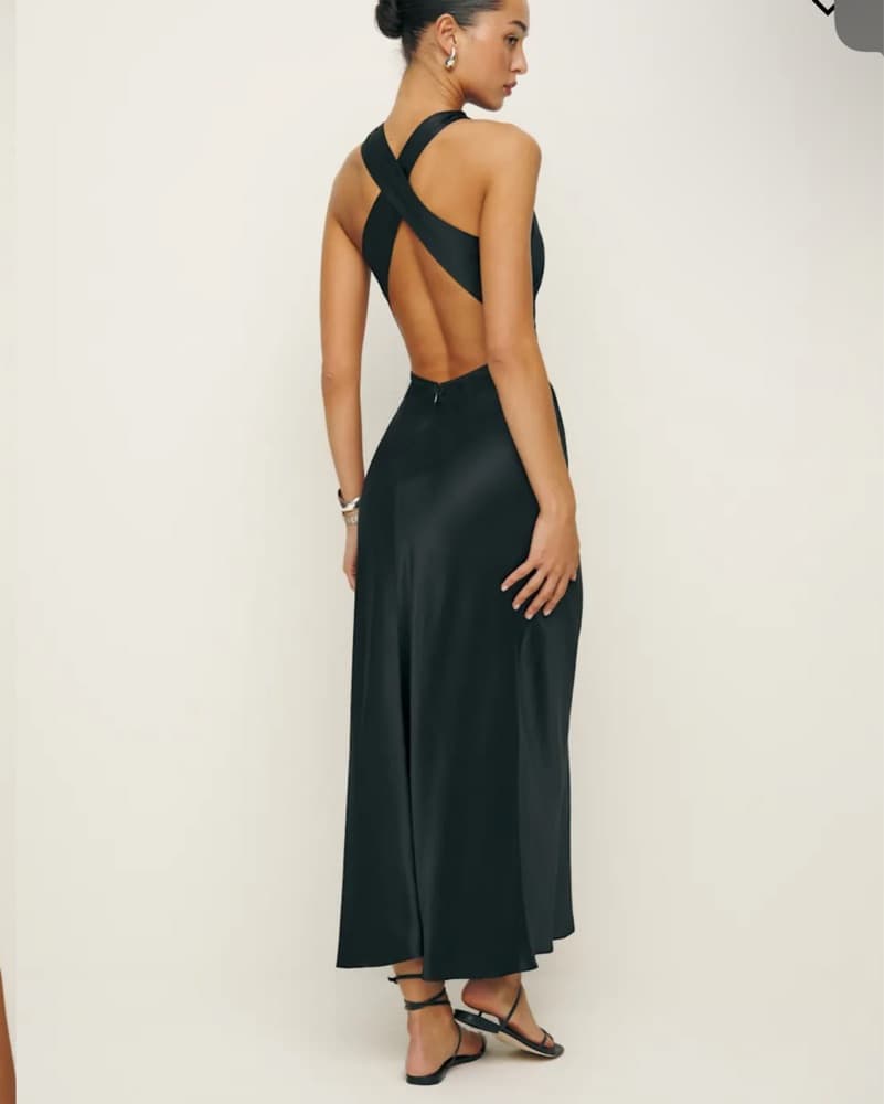 Casette Silk Black Reformation Dress  - Image 2
