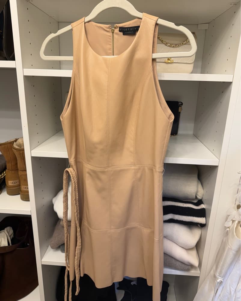 Beige Leather Dress  - Image 4
