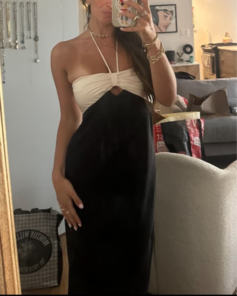 Gorgeous Silk Two Tone Halter Dress - Image 2