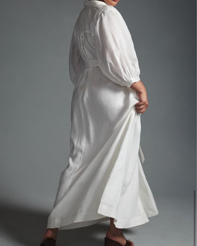 Linen White Button-Down Maxi Dress - Image 5