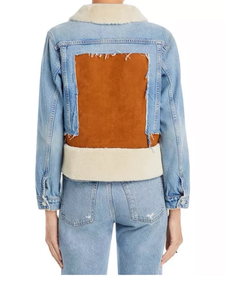 MOTHER Sheerling Suede and denim Jacket - Image 2