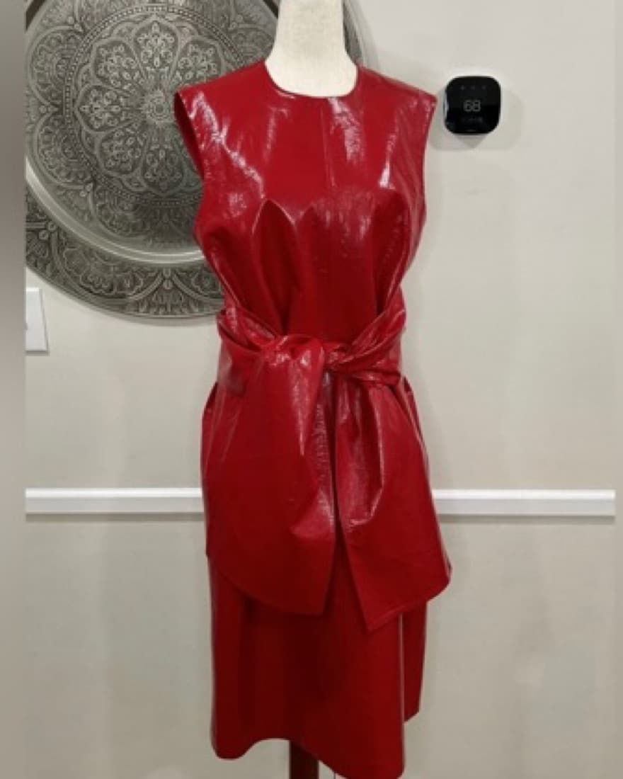 MSGM Red Cotton Polyurethane Solid Shift - Image 3