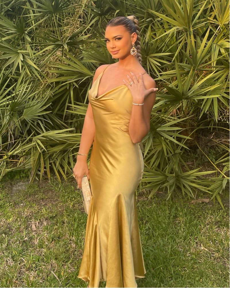 Elegant Gold Satin Gown - Image 1