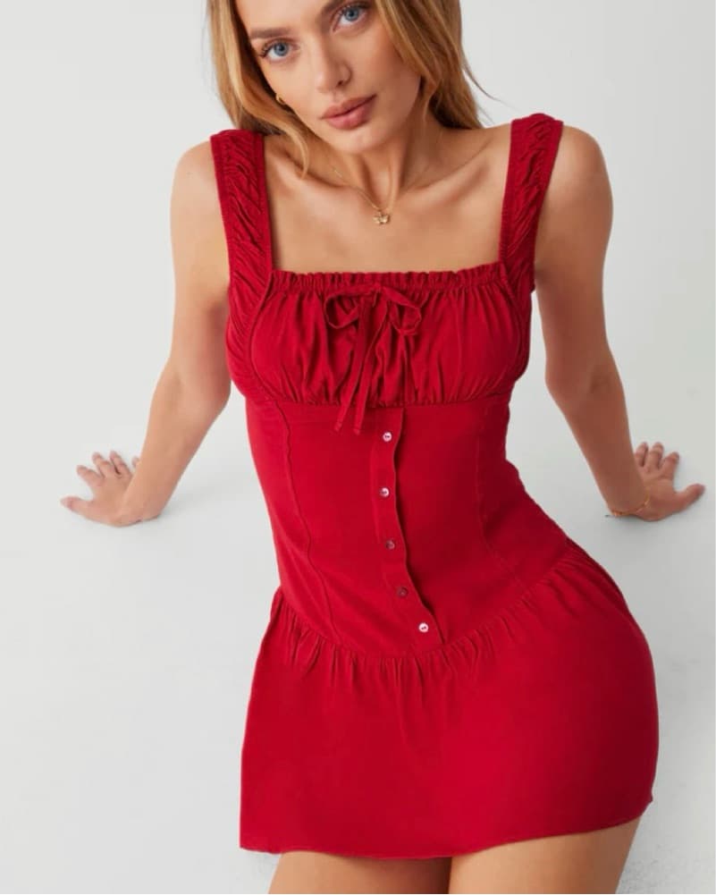 Red Frankie’s Bikinis Christa Mini Dress - Image 2
