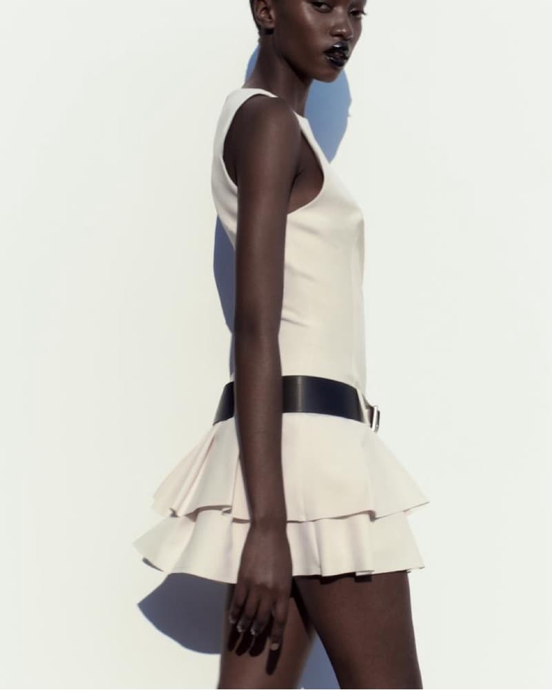 Zara Belted Ivory Dress - Image 2