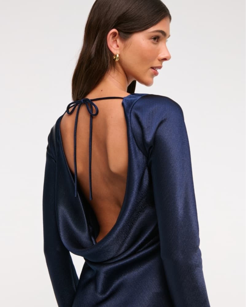 Long-Sleeve Cowl Back Maxi Dress - Image 2