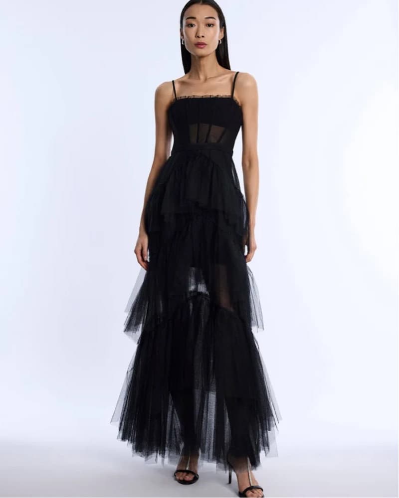BCBG Black Tulle Gown - Image 2
