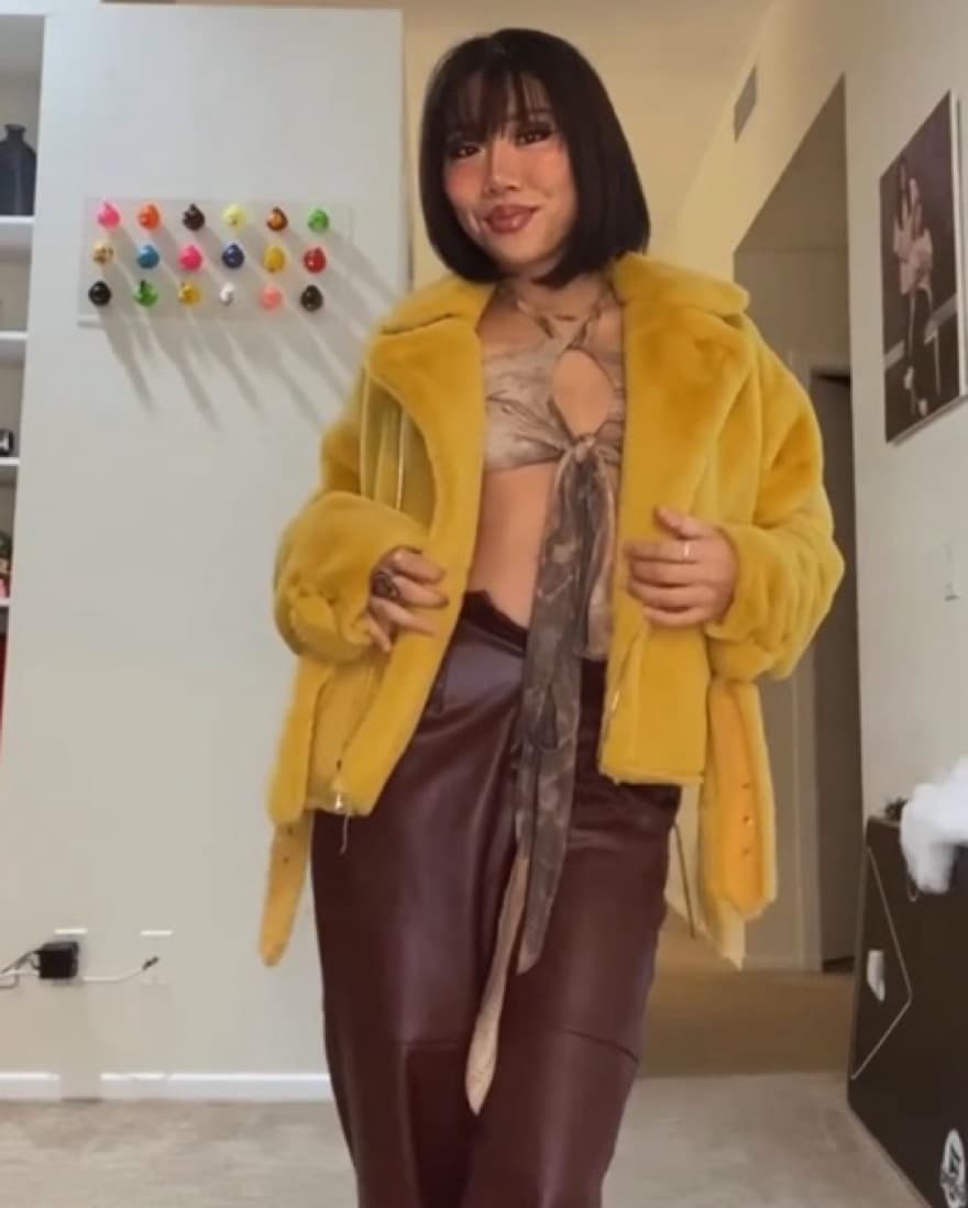 Fuzzy Mustard Yellow Moto Jacket  - Image 1