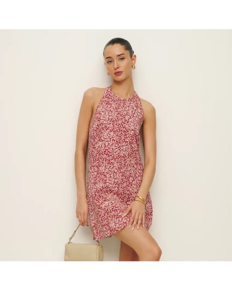 Reformation Red Flower Dress - Image 1
