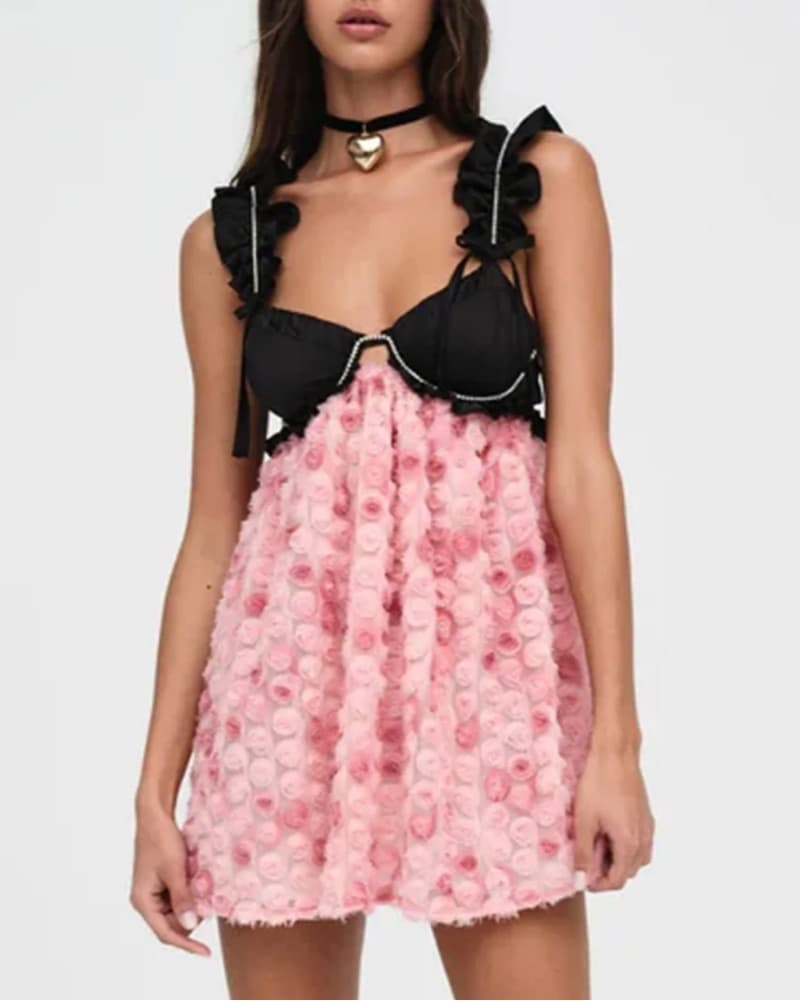 For Love & Lemons Rosette Mini Dress - Image 1