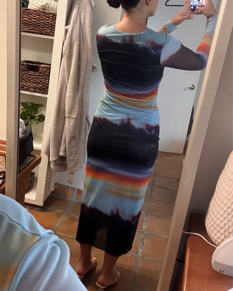 Zara Vibrant Sunset Mesh Midi Dress - Image 3
