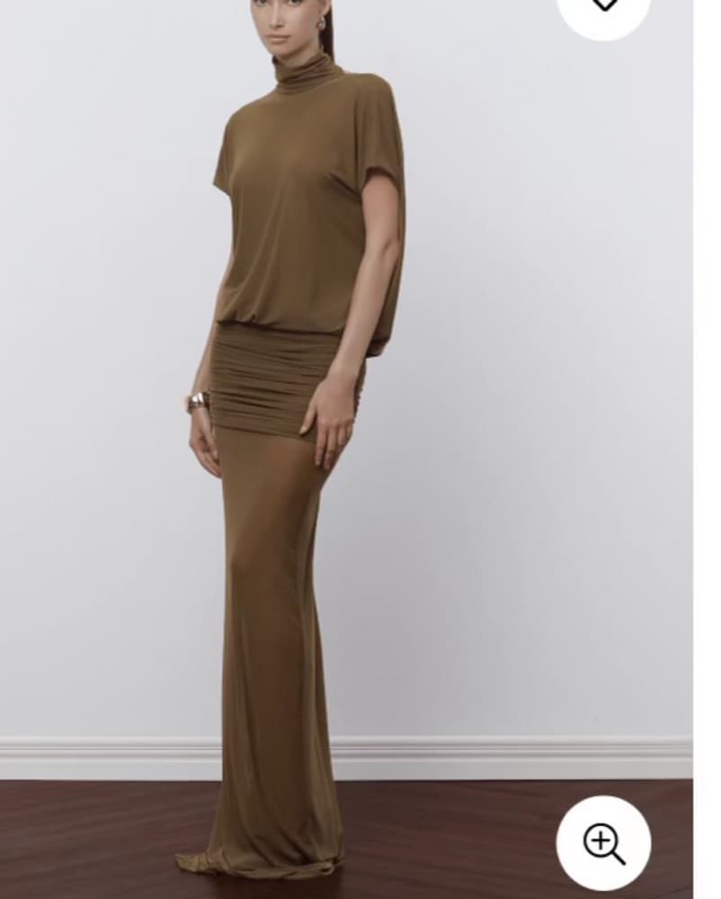 High Neck Tan Gown  - Image 1