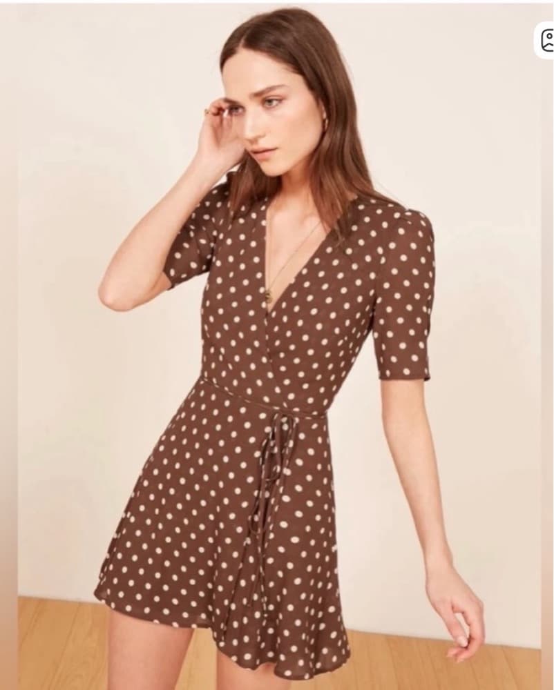 Reformation Lucky Dress - Brown Polka  - Image 2
