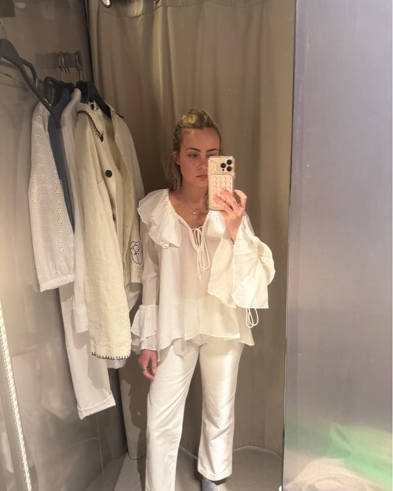 White Boho Ruffle Long Sleeve Top - Image 4