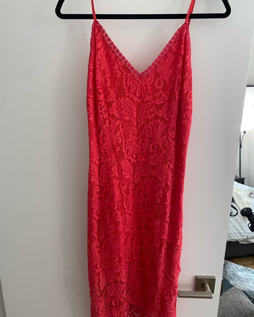 Pink/Red lace Mid Length Dress - Image 2