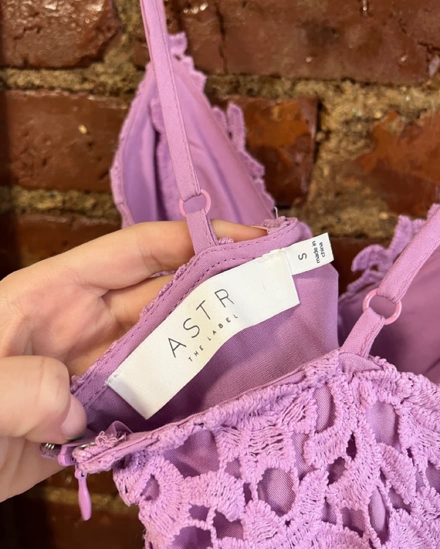 ASTR Lilac Lace Midi Slip Dress - Image 2