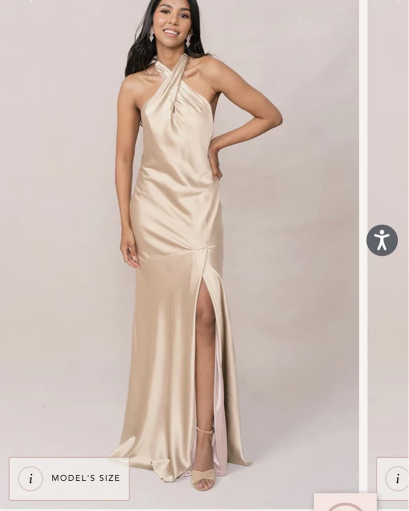 Satin Champagne High Neck Bridesmaid - Image 1