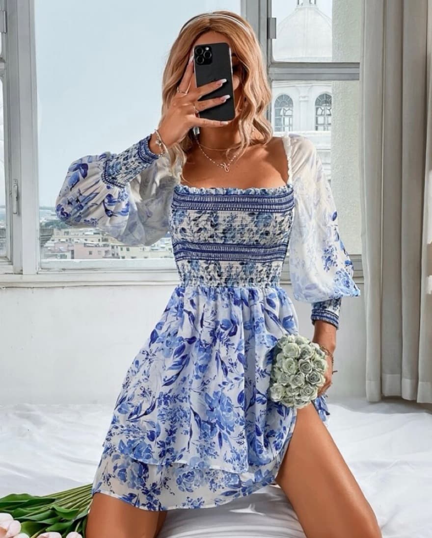 White Blue Dress  - Image 1