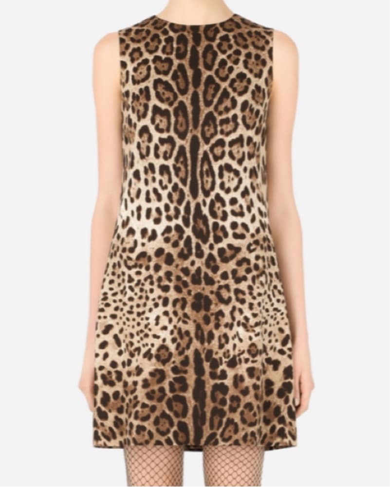 Dolce & Gabbana Leopard Print Sleeveless Shift Dress - Image 1