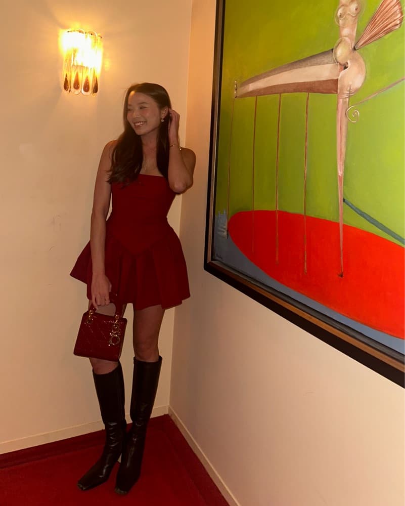 Helsa Faille Halter Mini Dress Red - Image 4