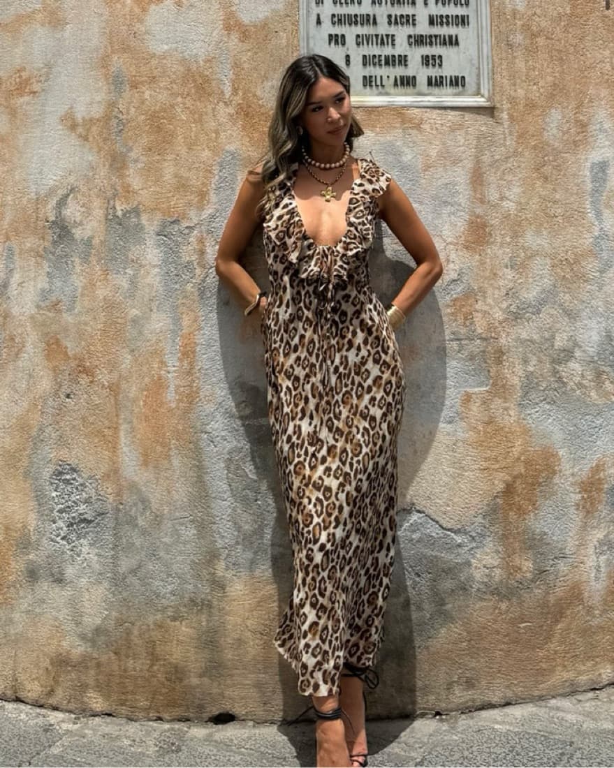 12th Tribe Leopard Print Maxi Dress - Image 1