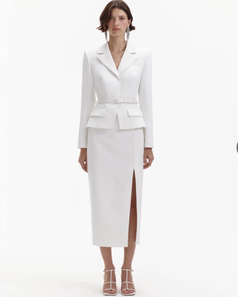Self Portrait White Crepe Tailored Midi  - Image 1