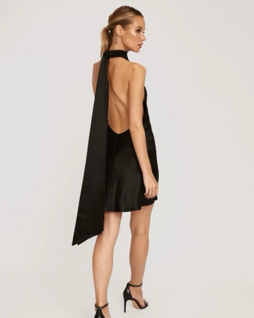 Sau Lee Black Satin Mini Dress - Image 2