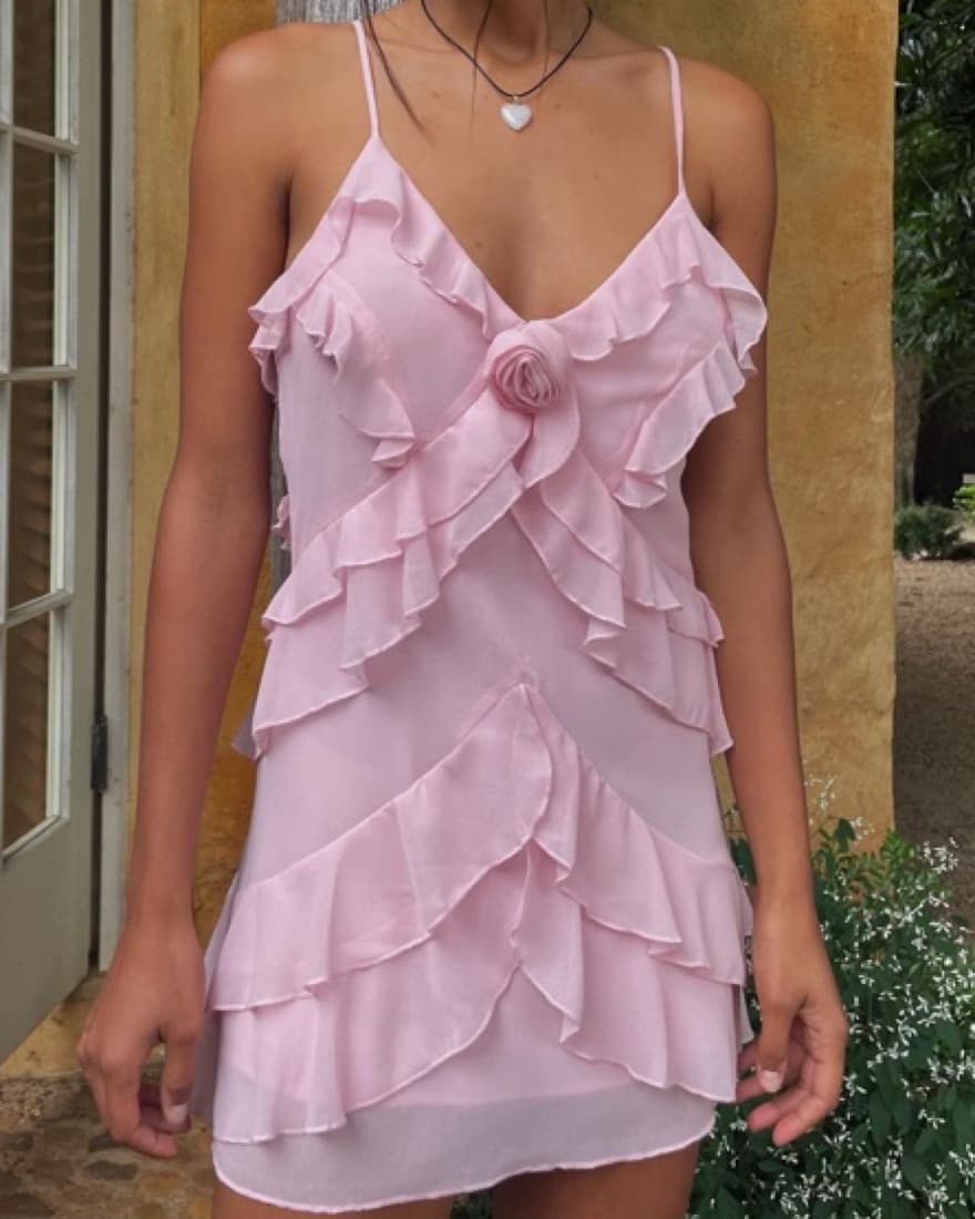 Rosette Frill Mini Dress  - Image 3