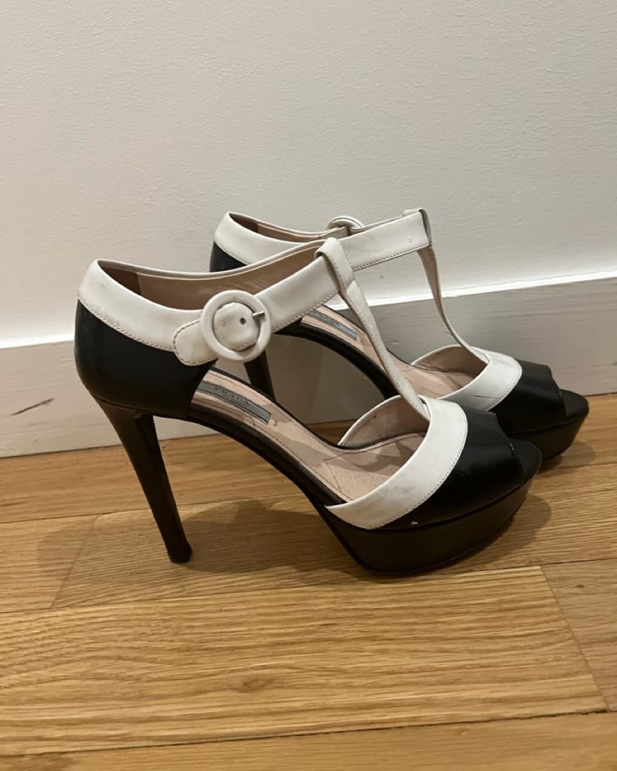 Prada Black And White Mary Janes - Image 4