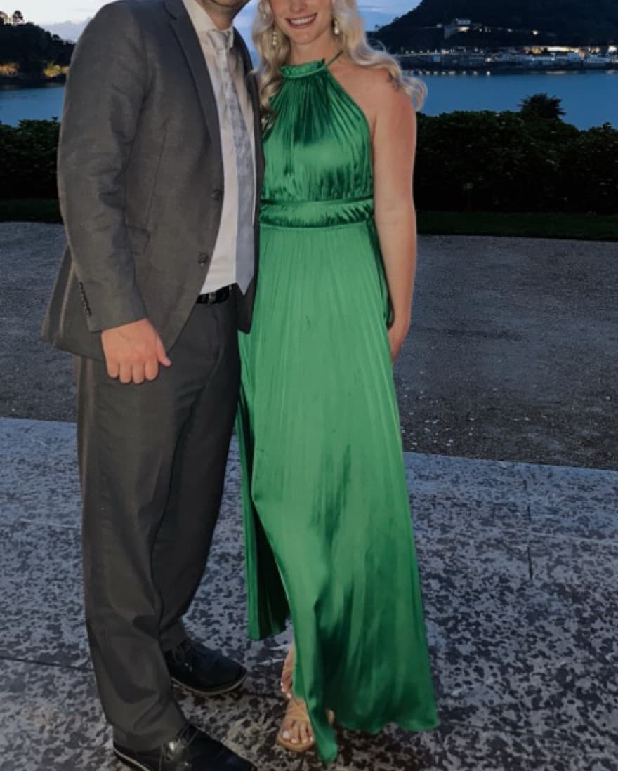 Maje Pleated Satin Maxi Dress - Image 3