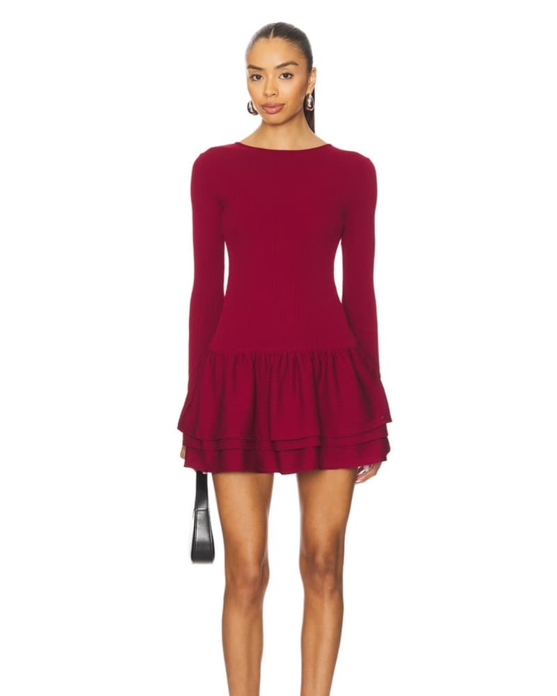 Maroon Holiday Mini Dress - Image 1