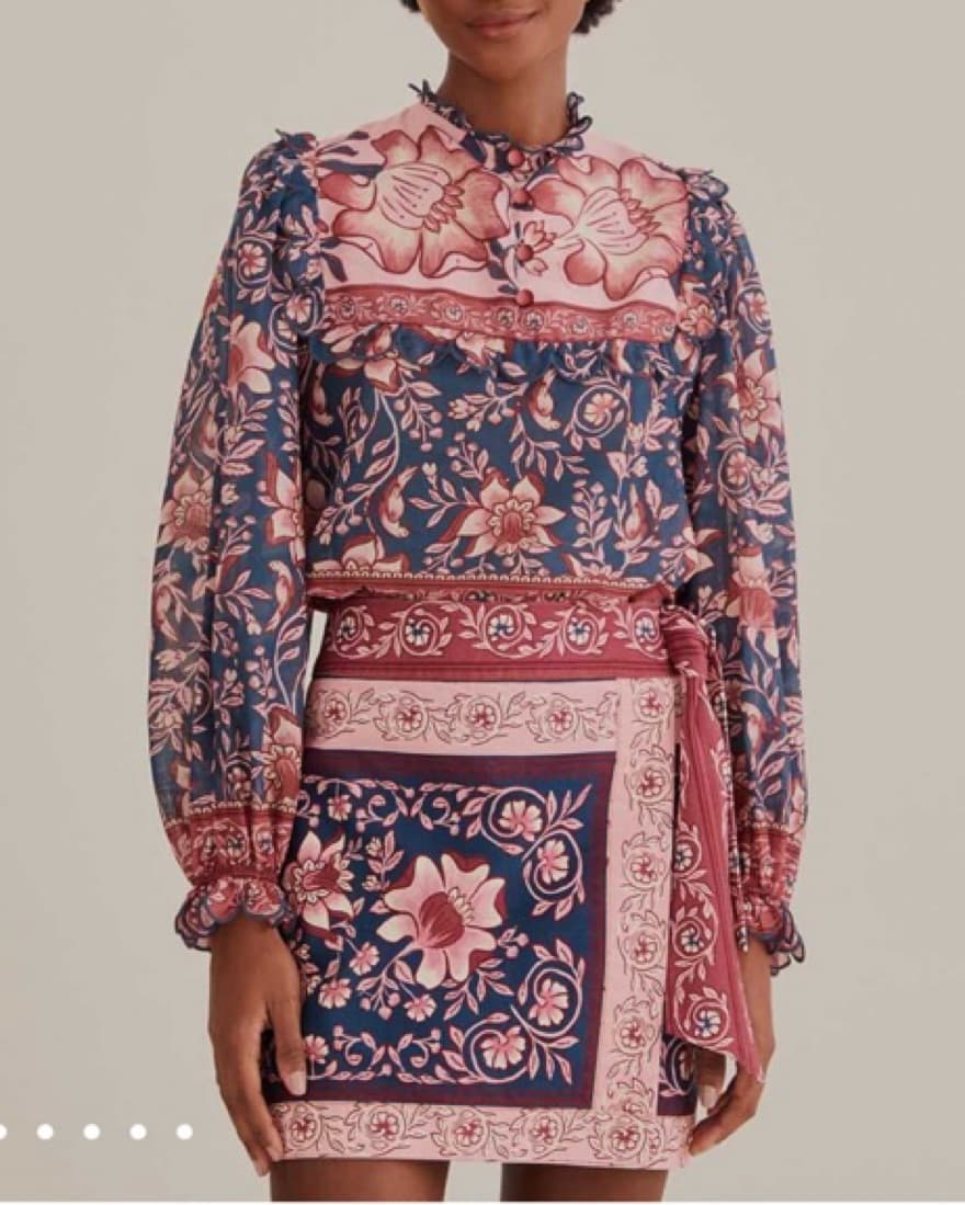 Farm Rio Teal Ainika Blouse + Skirt Set - Image 5