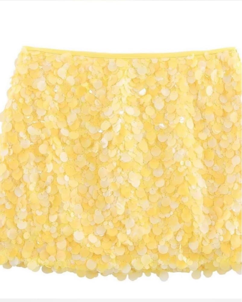 Zara Yellow Sequin Skirt - Image 3