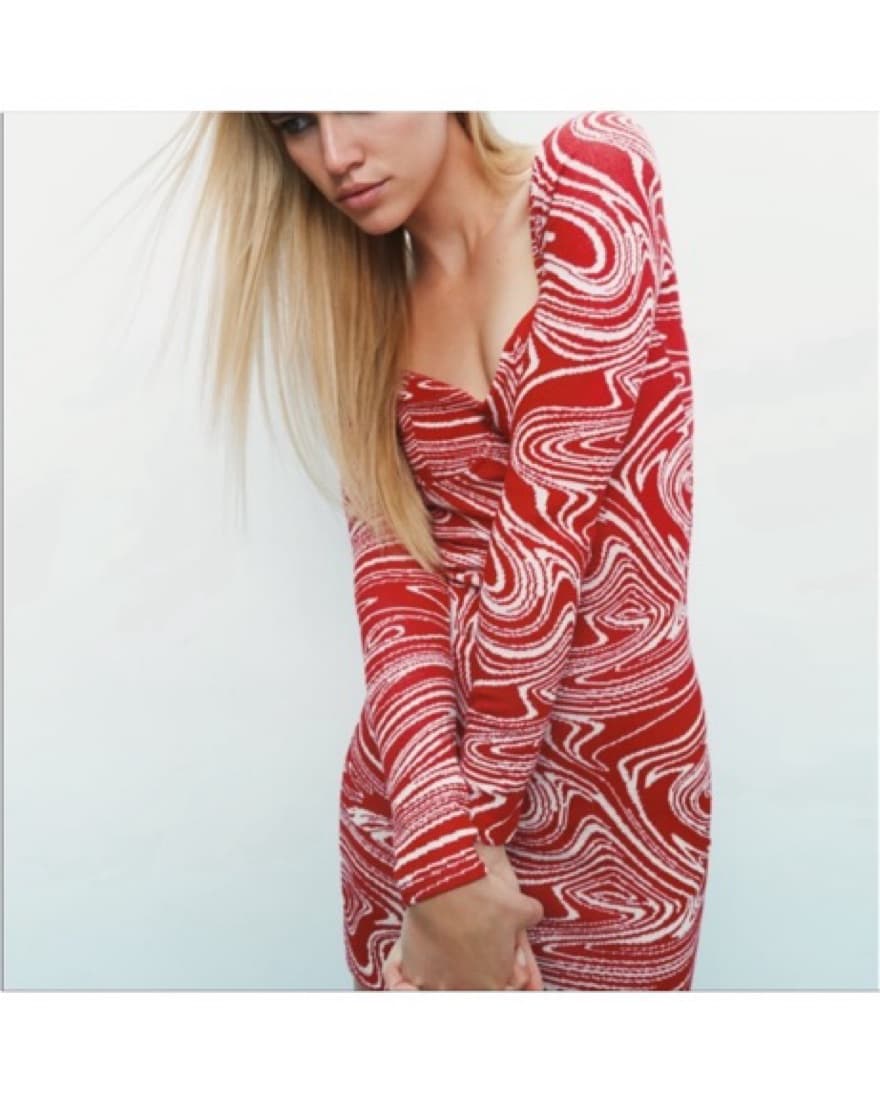 Zara Long Sleeve Jacquard Mini Dress - Image 2