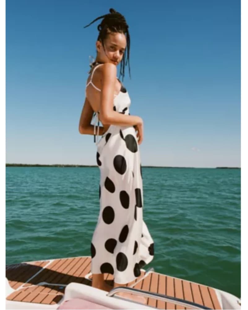 Halter Polka Dot Silk Dress - Image 2