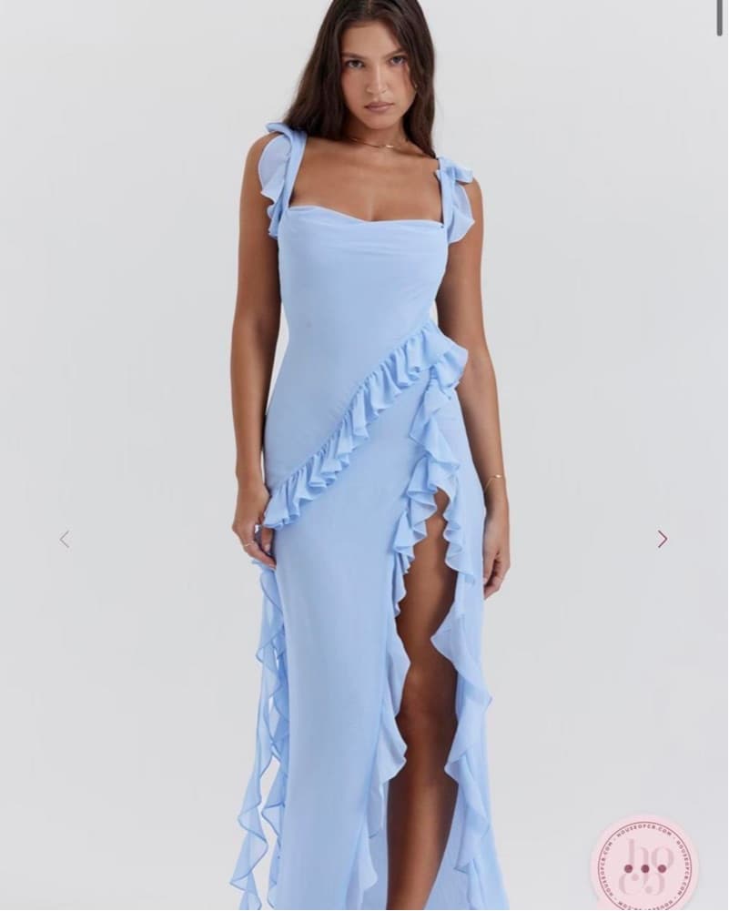 House Of Cb Soft Blue Ruffle Maxi Dress - Image 1