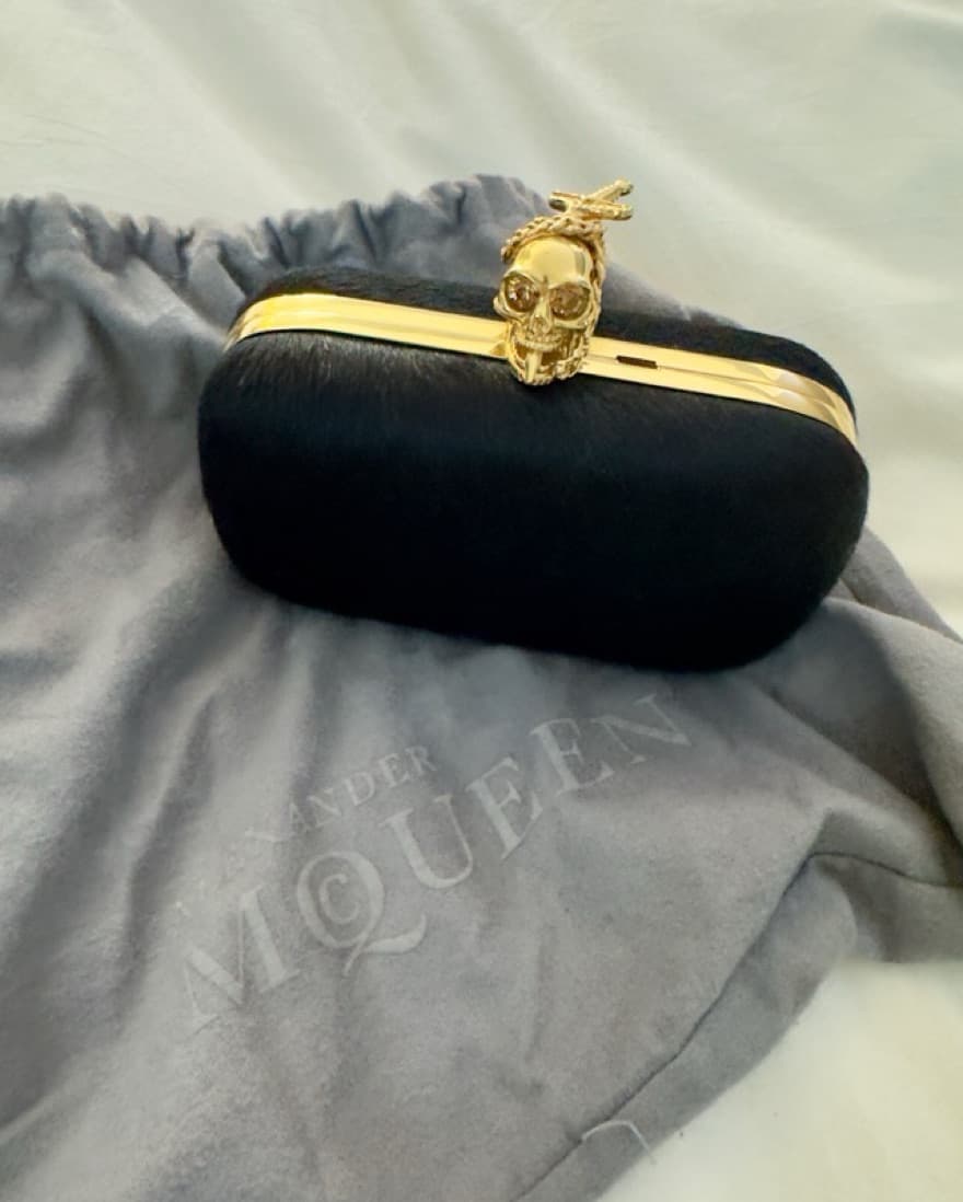 Alexander McQueen Fuzzy Skull Clutch - Image 1