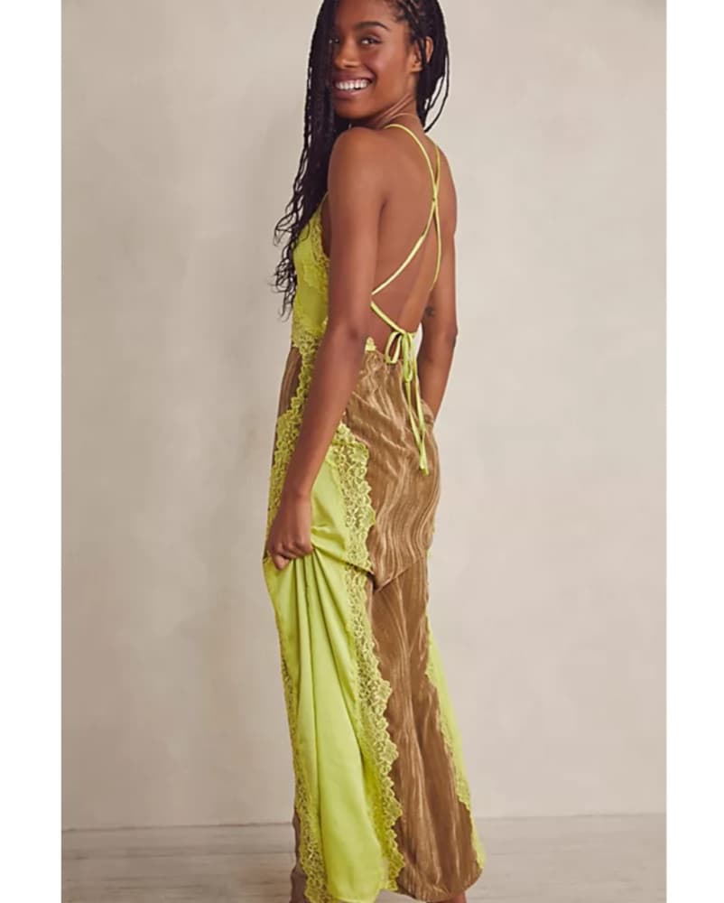 Chartreuse Free People Lace Maxi Dress - Image 1