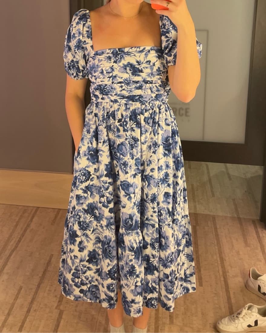 Blue And White Mid Length Dress - Image 2