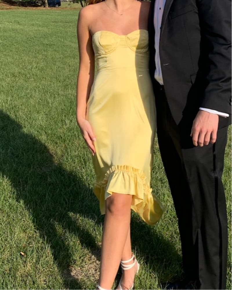 Majorelle Butter Yellow Strapless Dress  - Image 3