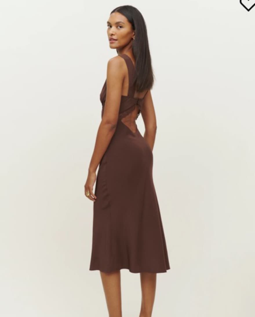 Brown Silk Midi Dress - Image 2
