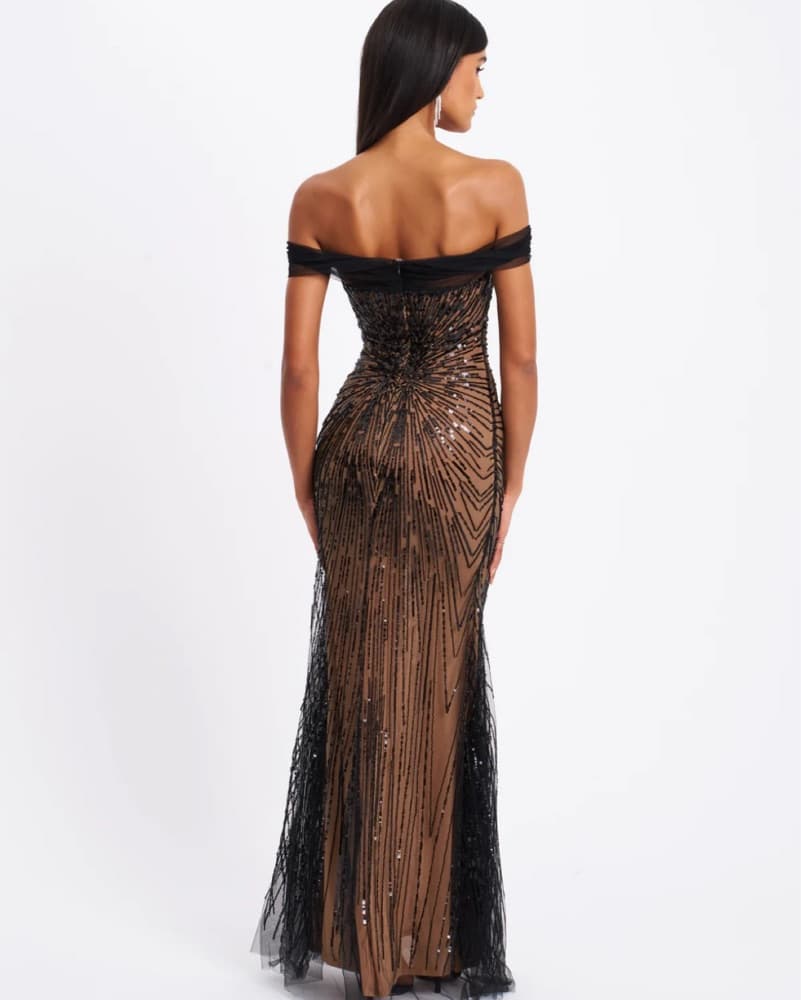 Qeturah Embroidered Sequin Off Shoulder  - Image 2