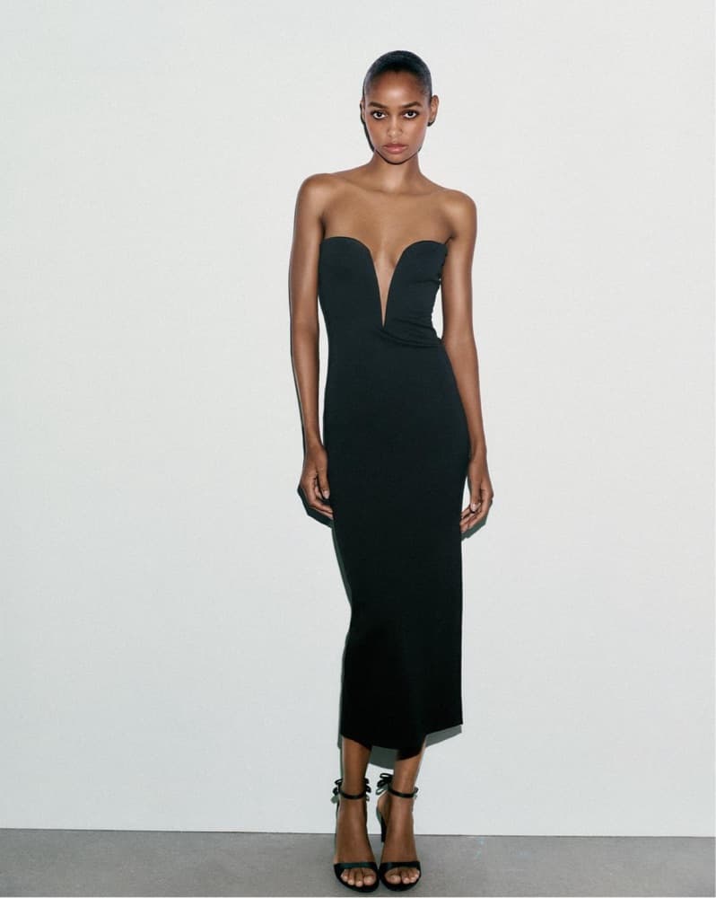 Zara Sweetheart Midi Dress - Image 1