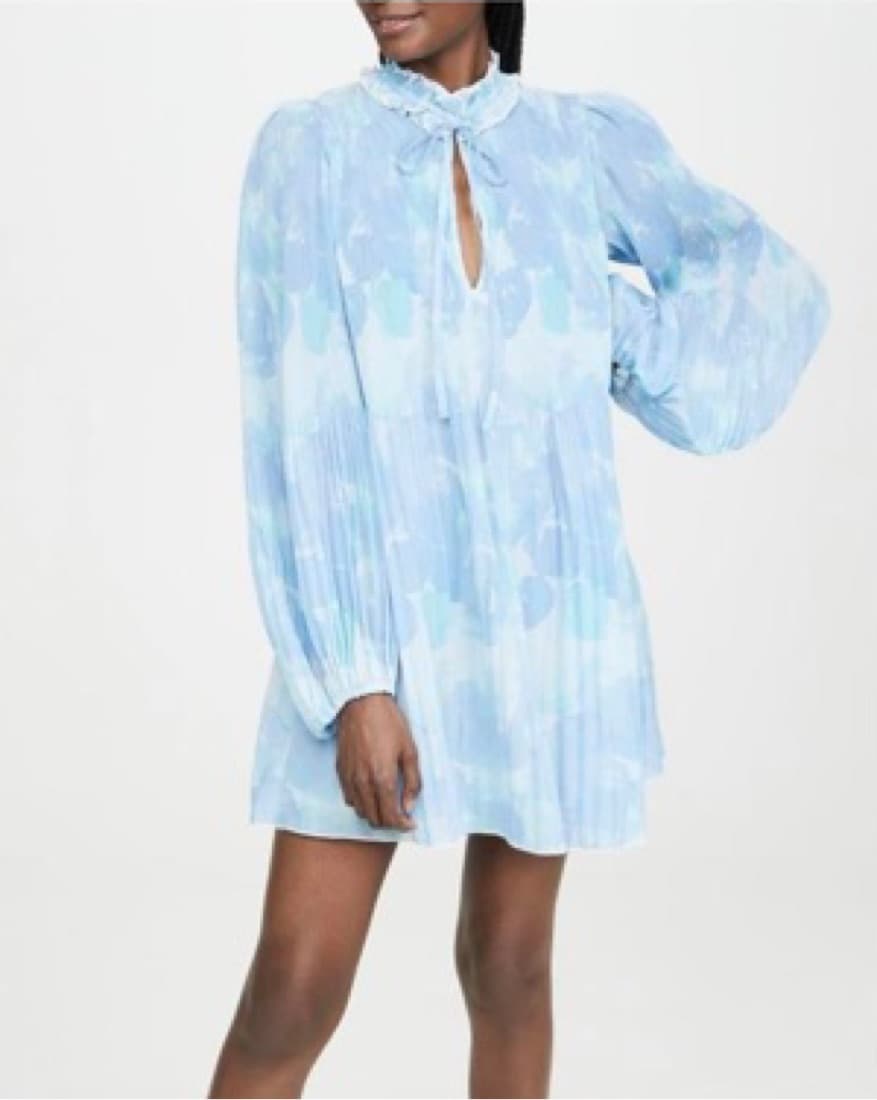 GANNI Pleated Georgette Dress - Image 1