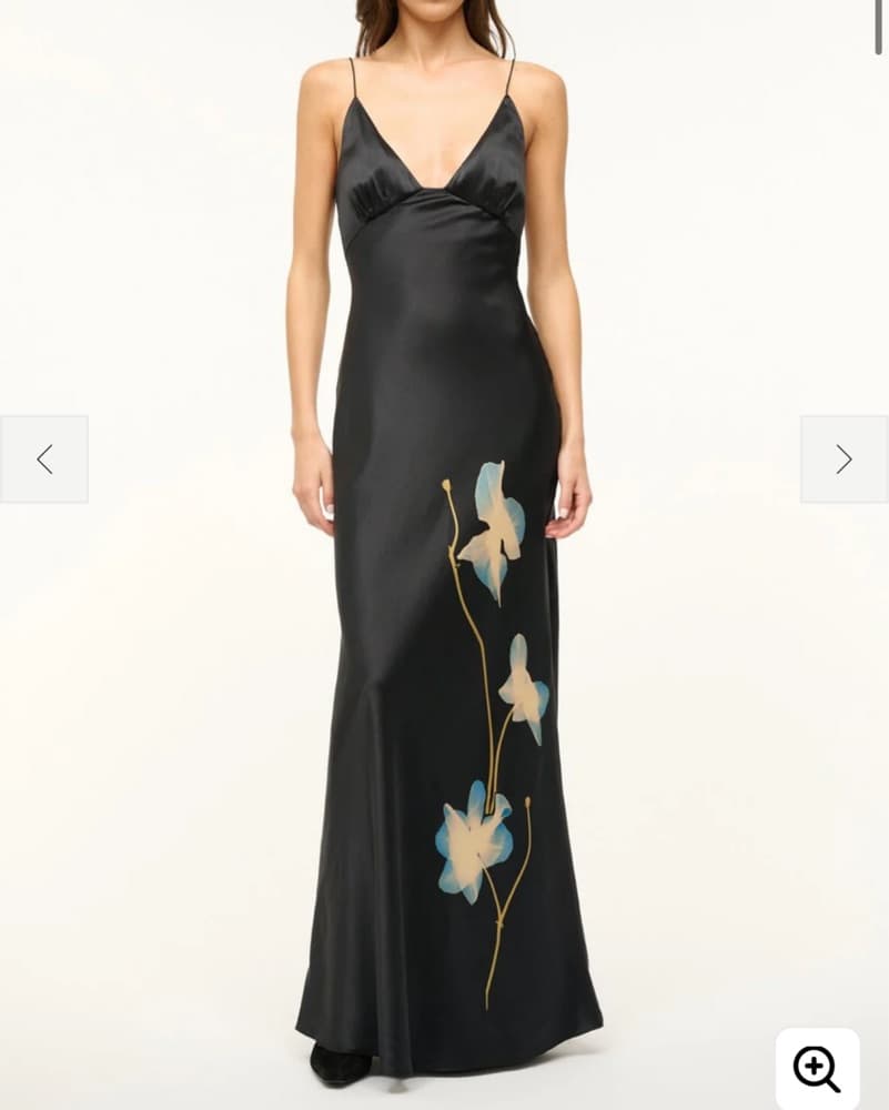 Elegant Satin Floral Maxi Dress - Image 1