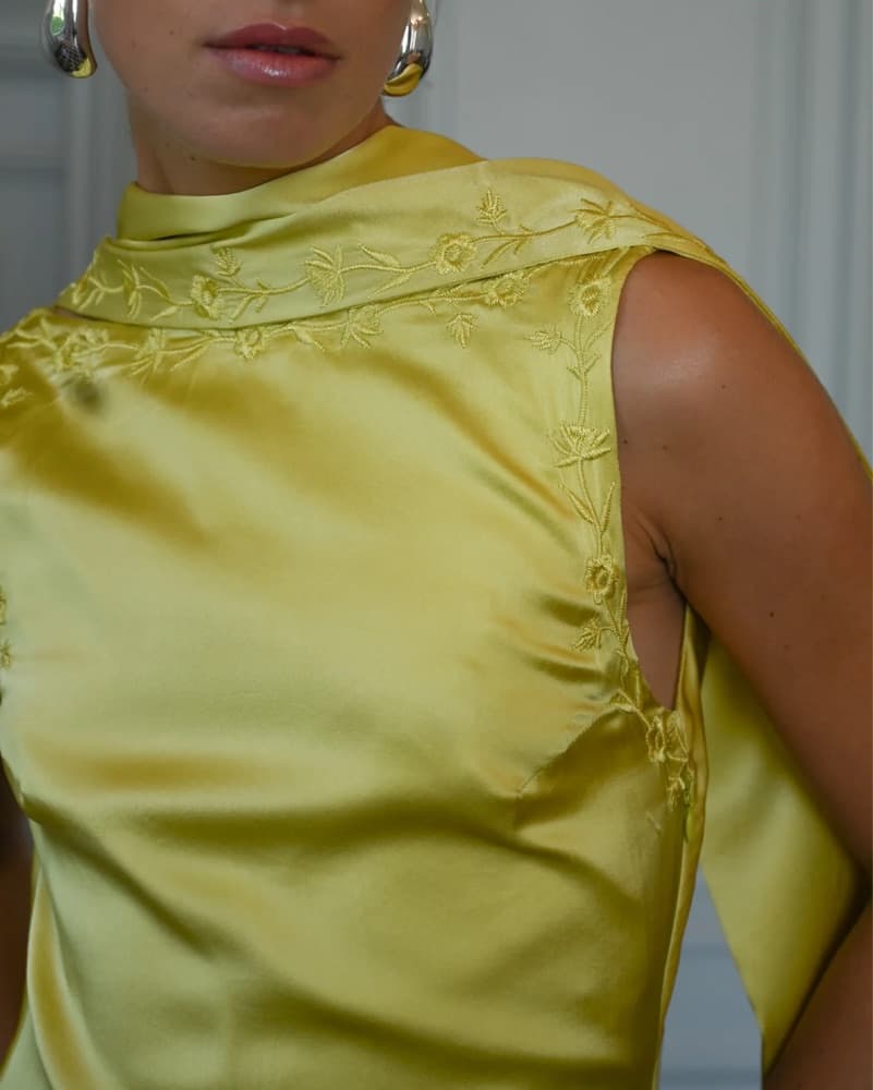 Yellow The Label Chartreuse Silk Gown - Image 3