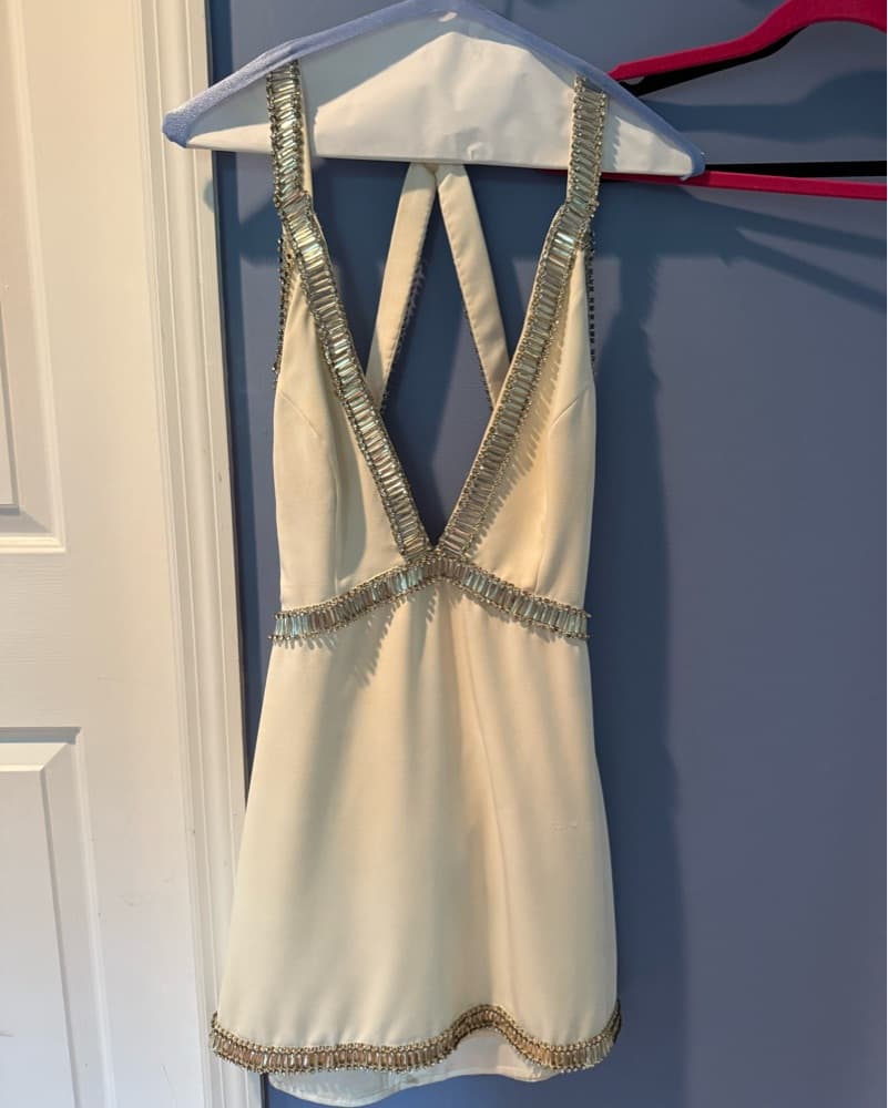 White And Silver Mini Dress - Image 3
